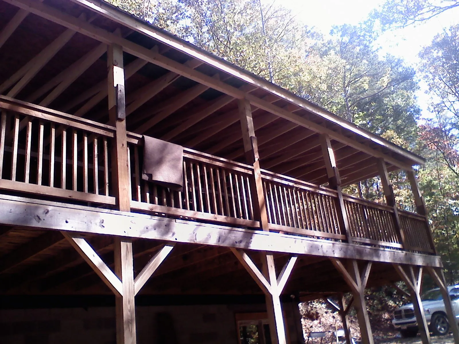 Timber framing under a new elevated porch and deck — Roof Leak Repair in Gibsonia by Roofing Brothers